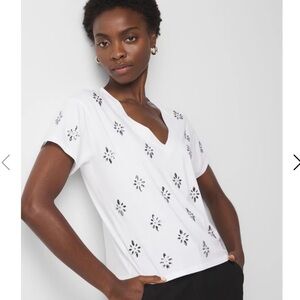 Like New! White House Black Market Crystal Embellished Tee (Large)